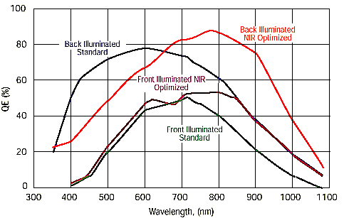 back-illuminated CCD and PI's NIR optimized 1340 EHRB spectroscopy CCD